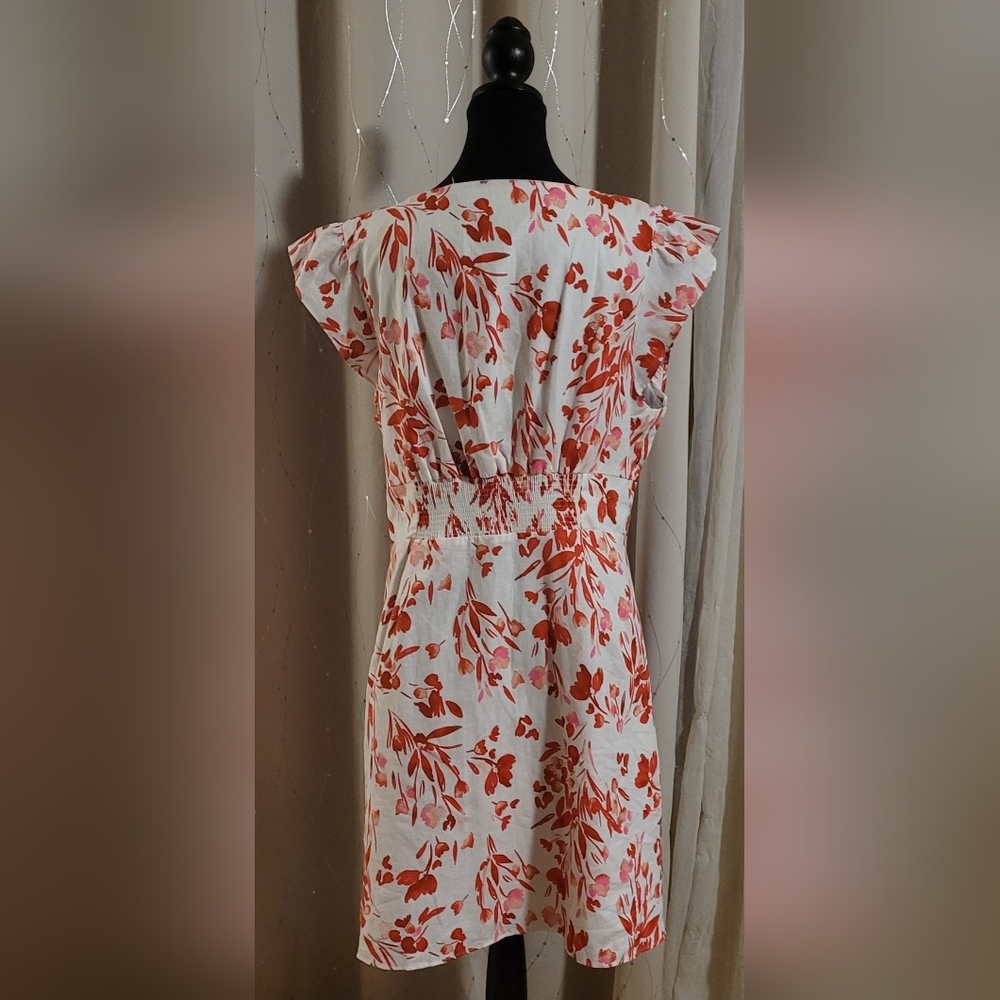 ​Banana Republic Floral Linen-Cotton Ruffle-Sleeve Dress - NWOT - 18 - Picture 3 of 14